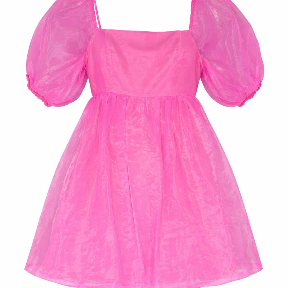 TCEC Barbiecore Pink Puff Sleeve Mini Dress Small Party
